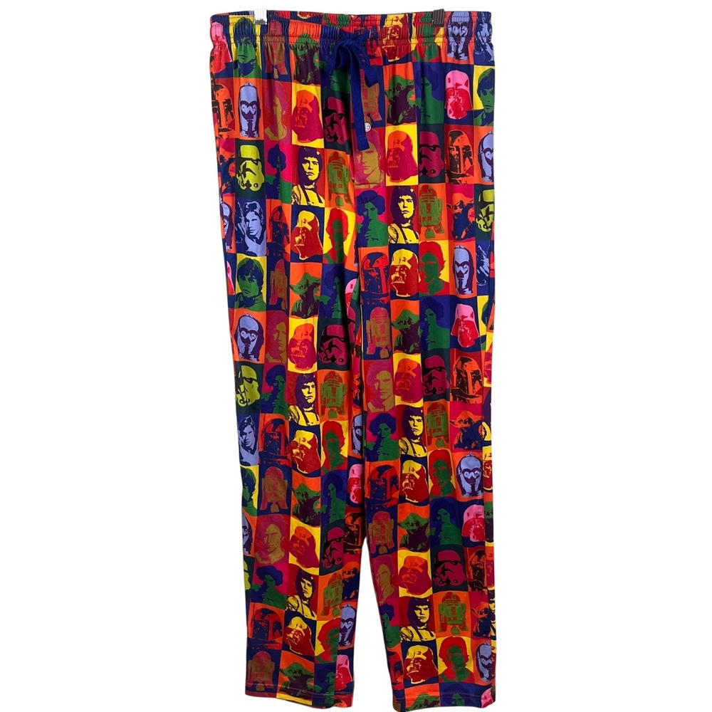 Star Wars Men's  Small Warhol Pop Art Characters Square Design Pajama Pants Read